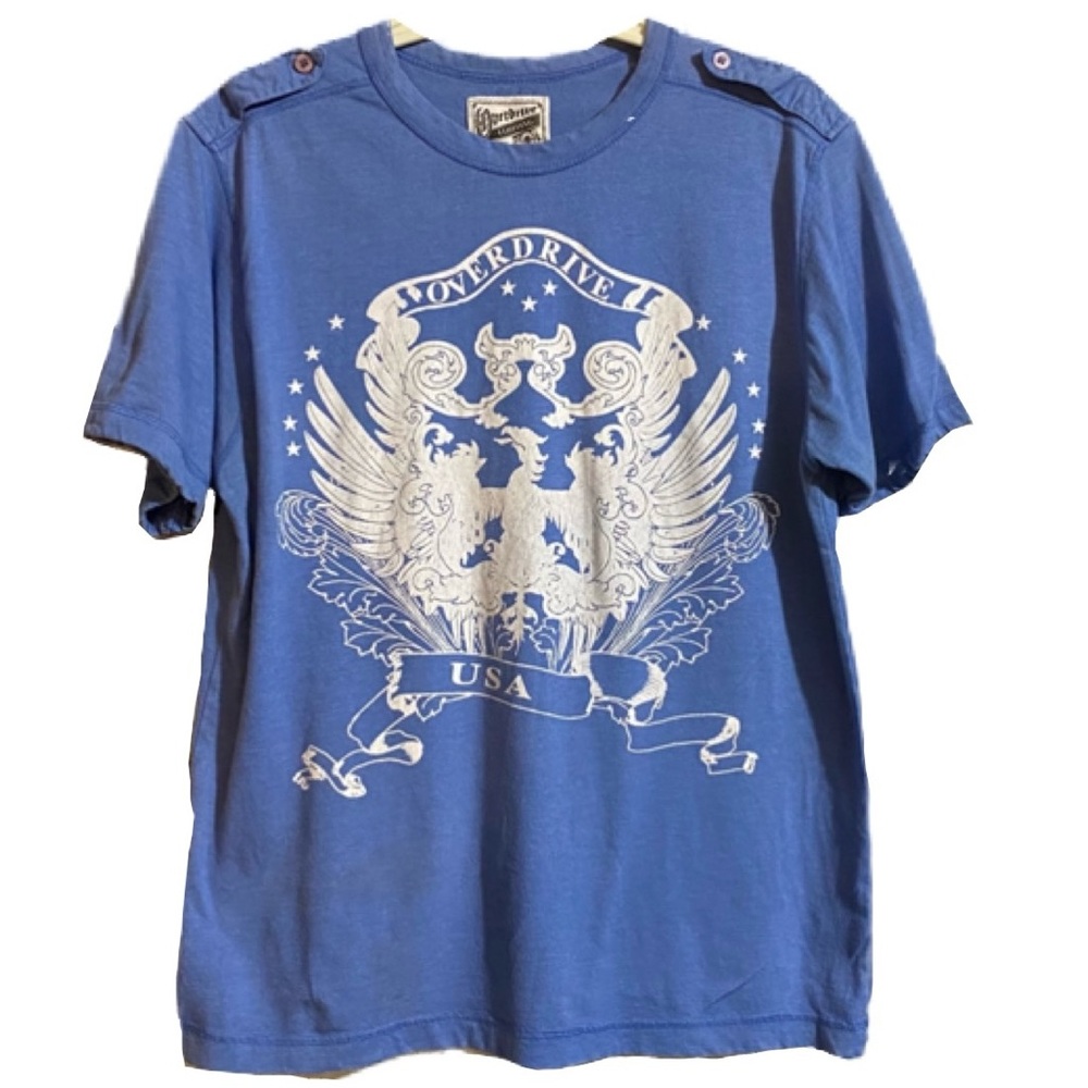 Mens Overdrive Blue Tee Shirt Size Large